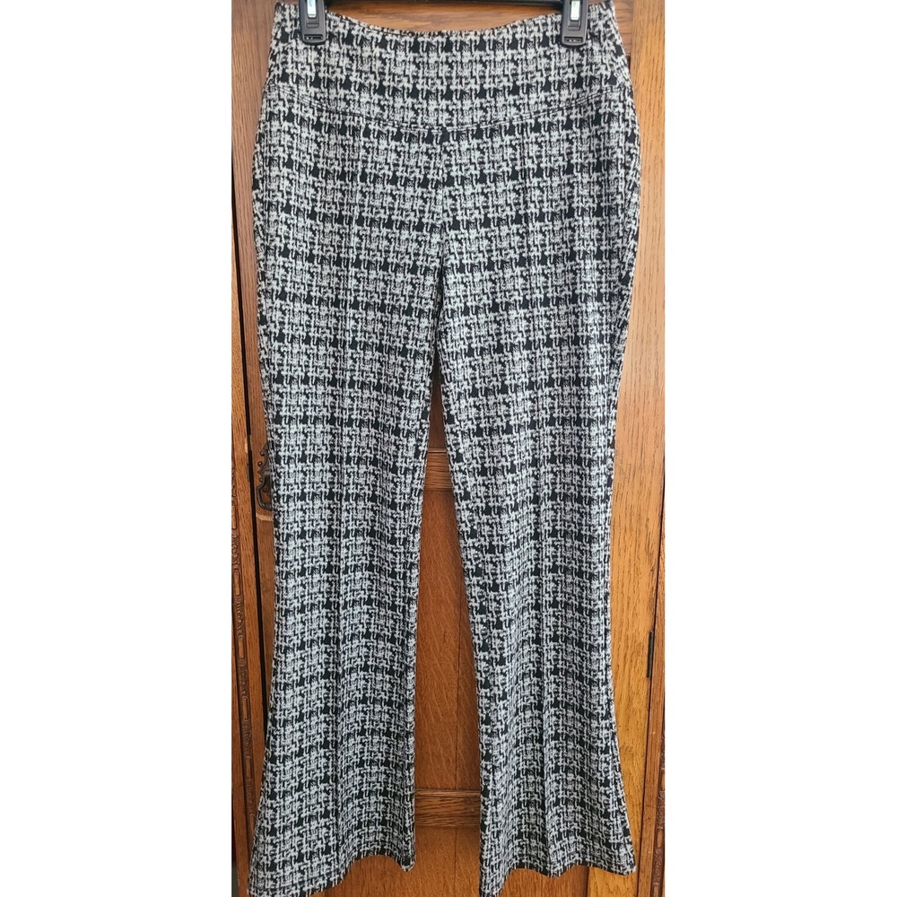 Liverpool Los Angeles Pearl Flare Pants Black Grey Plaid Knit LM4600C73 Womens M